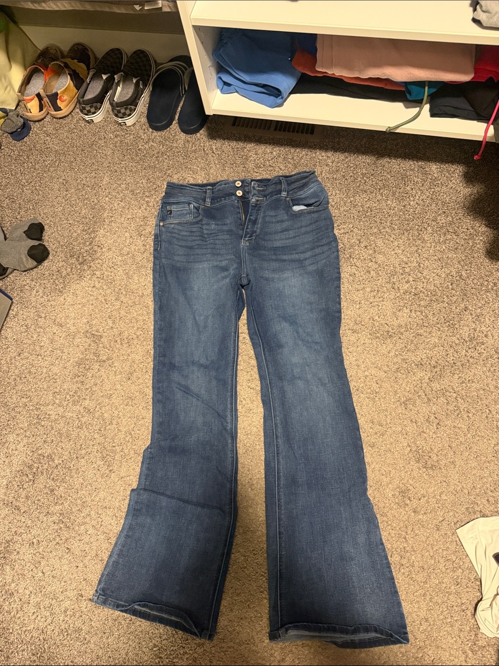 KanCan Dark Blue Flare Jeans - Mid-Rise Wide Leg. Worn once